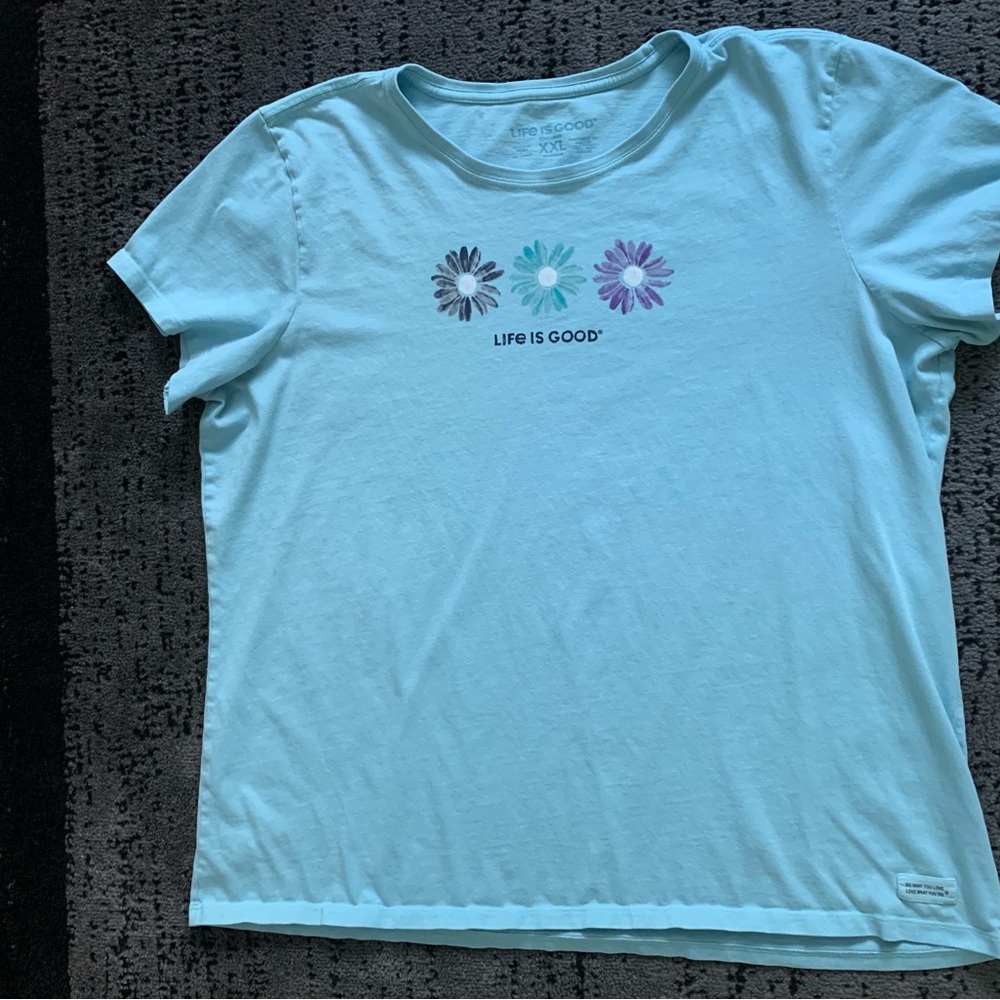 Life Is Good Women’s Sky Blue Crusher Crew Neck Tee SzXXL